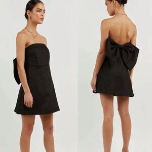 DISSH | AISLE BLACK LINEN BACK BOW DRESS | NWT
